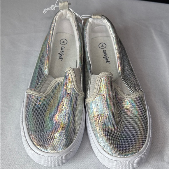 Cat & Jack Silver Holographic Slip-On Shoes - Picture 2 of 10